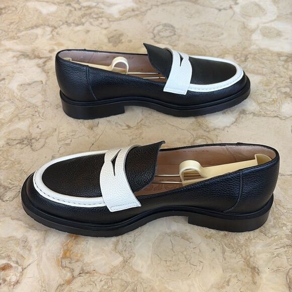 New! WONDERS B-9104 Wild Leather Loafers Black & White - Picture 5 of 10